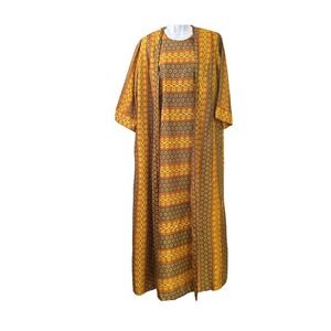 Vintage 70s Fifth Avenue Robes Boho Maxi Caftan Lounge Dress Duster Union Label